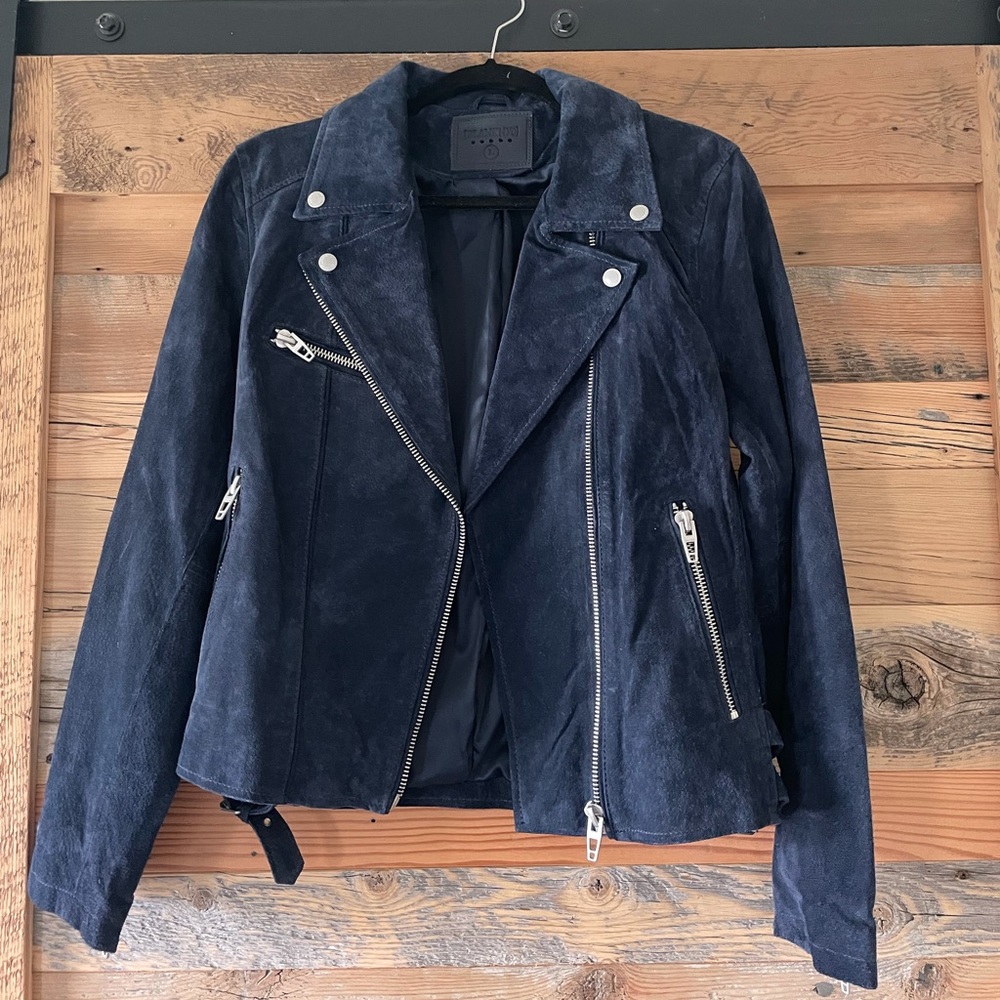Blank NYC Navy Leather Jacket